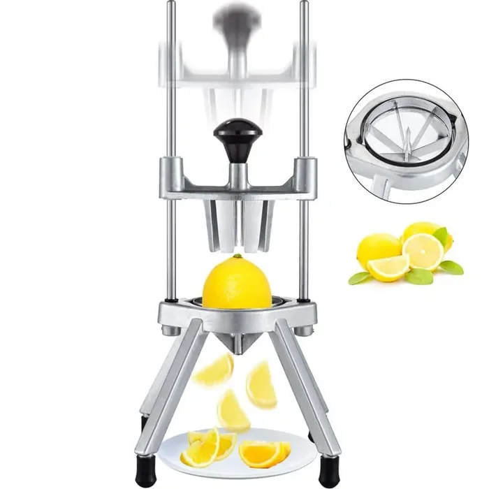 6-Section Commercial Wedger Stainless Steel Blade Fruit Lime Slicer Lemon Cutter for Home Bar Restaurant, Sliver