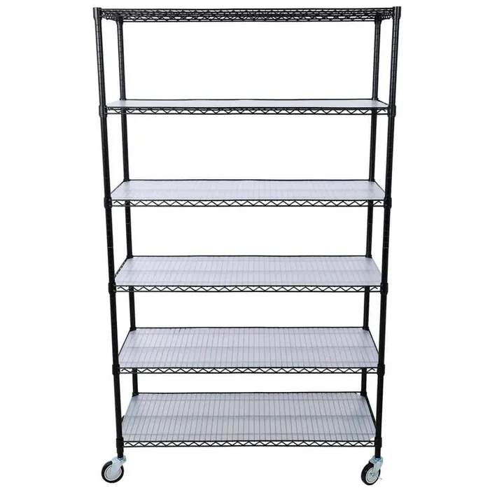 6 Tier 6000lbs Capacity NSF Black Metal Shelf Wire Shelving Unit, Heavy Duty Adjustable Storage Rack Pantry Organizers