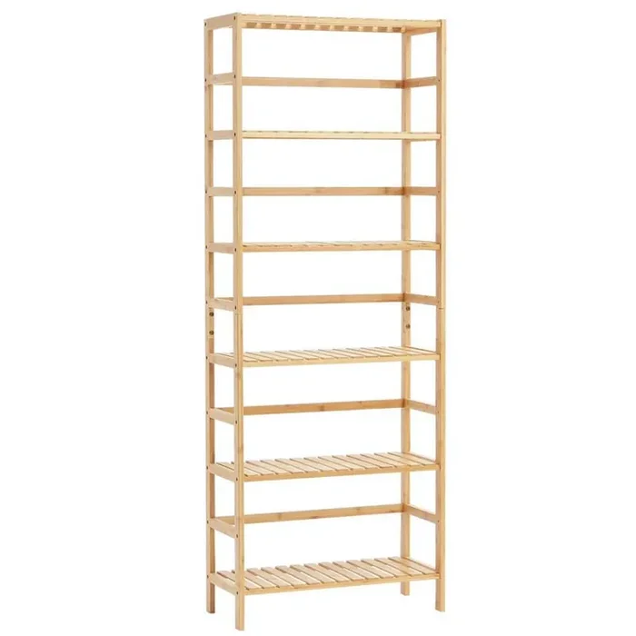 6-Tier Bamboo Shelf, Open Wood Bookshelf, Display Storage Rack Organizer, Freestanding Flower Plant Stand, Bamboo