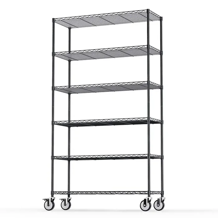 6-Tier Heavy Duty Steel Wire Shelving Unit in Black (18 in. W x 48 in. H x 86 in. D)