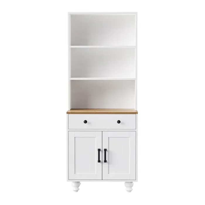 63 in. H White Kitchen Pantry Cabinet Storage Cabinet with Drawer and Adjustable Shelves