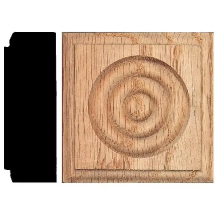 7/8 in. x 2-1/2 in. x 2-1/2 in. Oak Rosette Block