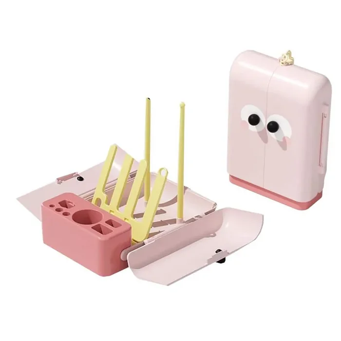 7 in. Baby Bottle Cleaning Brush Set 7 in 1 Silicone Brushes Drying Rack Travel Kit Storage Box 1-Pack
