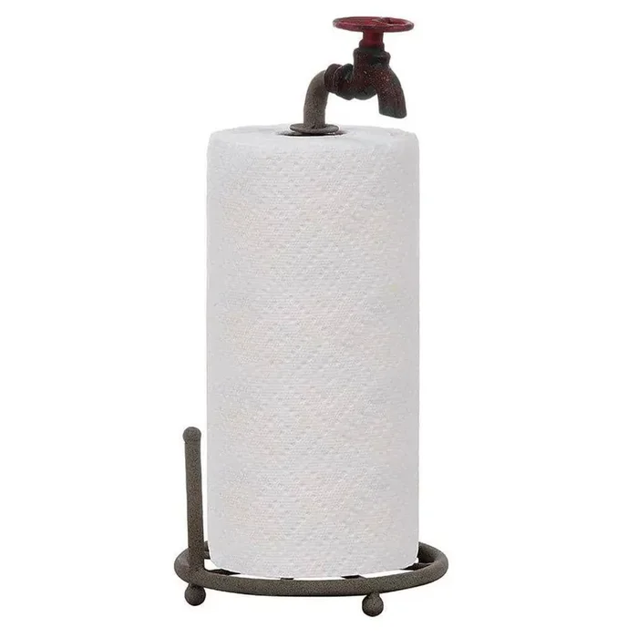 7 in. dia. Red/Green Iron Faucet Paper Towel Holder