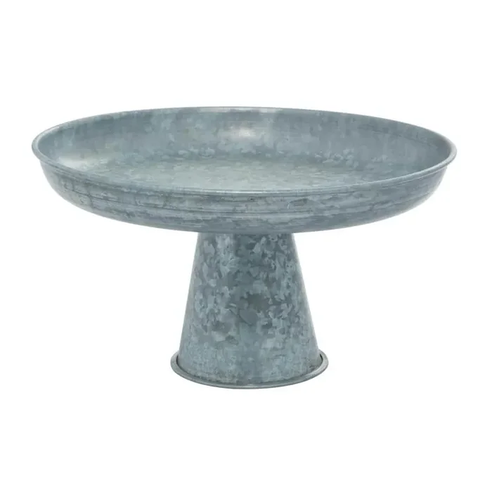7 in. H Gray Galvanized Decorative Cake Stand