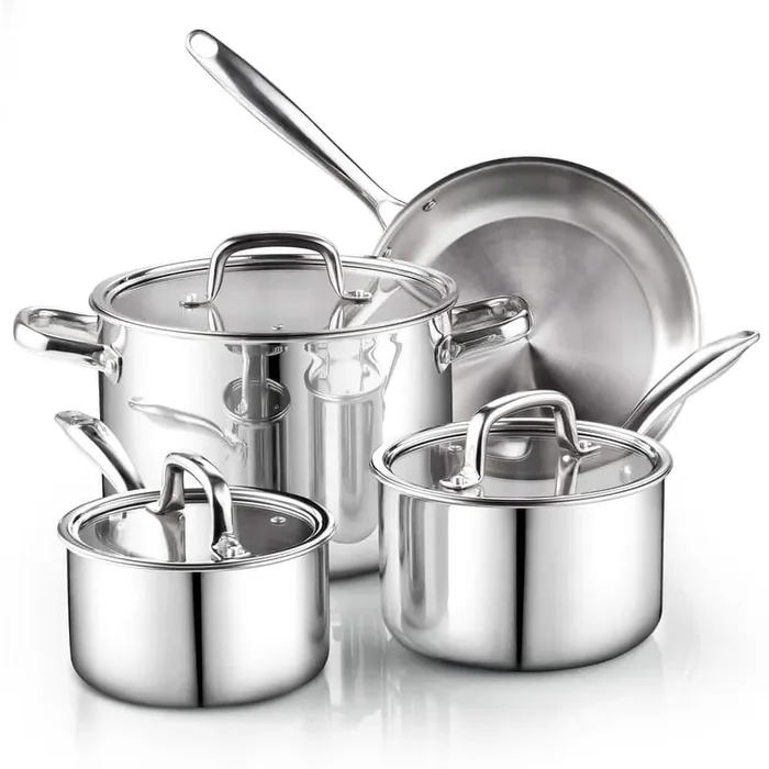7-Piece Tri-Ply Clad Stainless Steel Cookware Set
