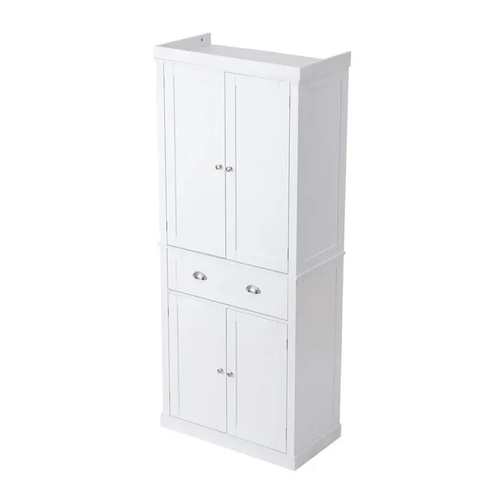 72 in. Kitchen Pantry Storage Cabinet, Freestanding Utility Cabinet with Doors, Tall Food Buffet for Kitchen, White