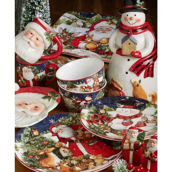 72 oz. Magic of Christmas Snowman Multicolored Earthenware Santa Cookie Jar