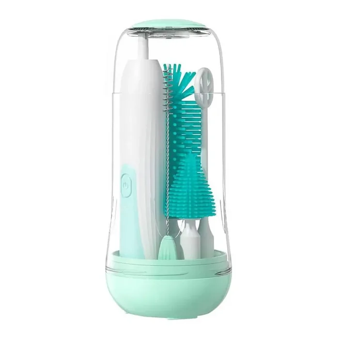 8.26 in. Electric Baby Bottle Brush Cleaner Set with Silicone Heads Drying Rack 2 Modes 2-Pack