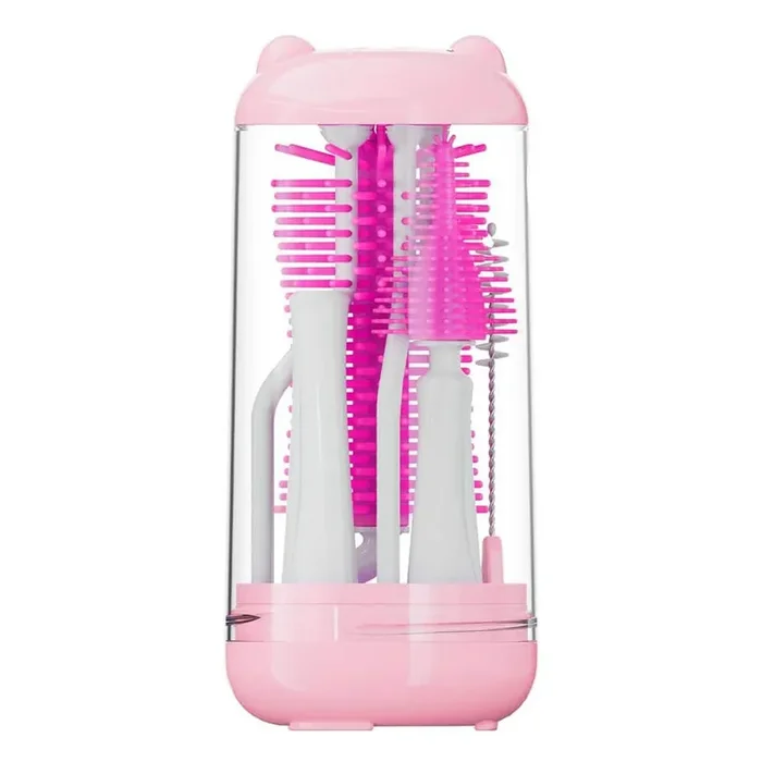 8.8 in. Baby Bottle Brush Cleaning Kit with Drying Racks Silicone Bristles Travel Essentials 6-Piece Set