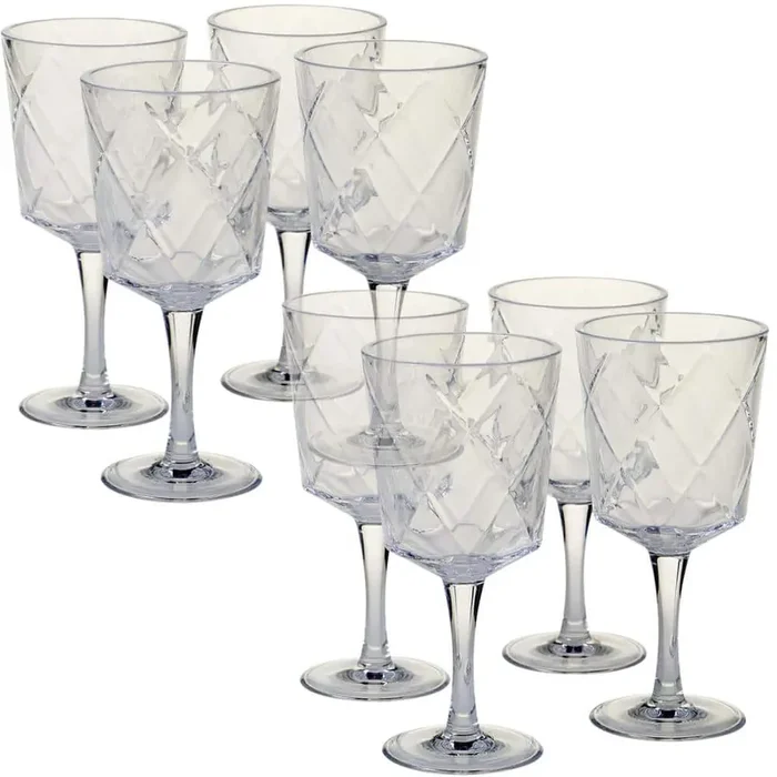 8-Piece 13 oz. Clear Acrylic Goblet Glass