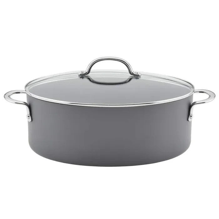 8 qt. Gray Professional Aluminum Nonstick Stock Pot with Lid