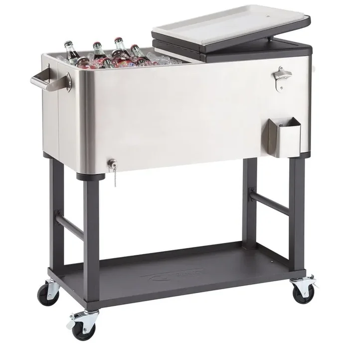 80 Qt./20 Gal. Stainless Steel Wheeled Cooler with Detachable Tub