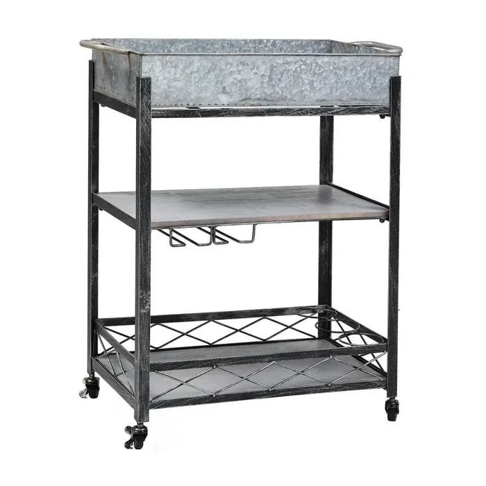 “Daisy” Galvanized Bar/Serving Cart 26¾ in. x 13¾ in. x 31 in.