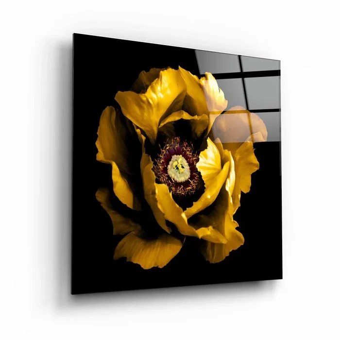 ・”Floral Yellow”・Glass Wall Art