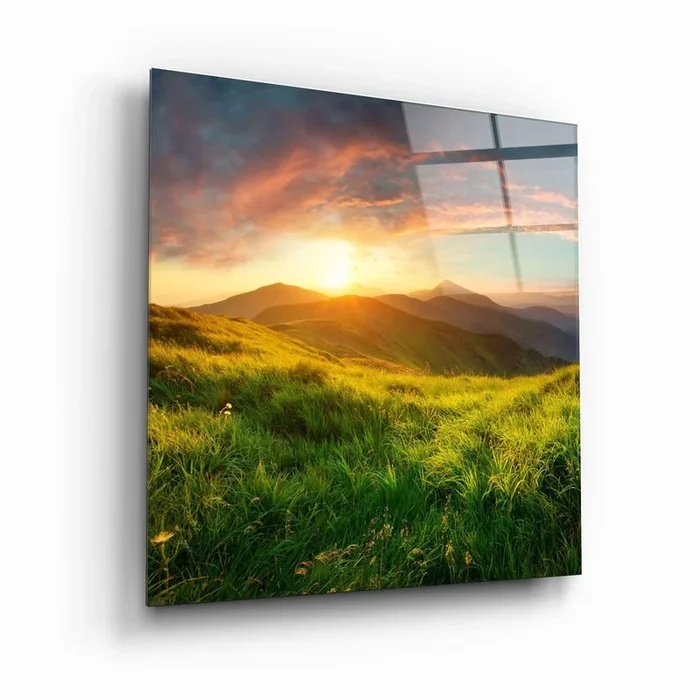 ・”Sunset Mountain”・Glass Wall Art