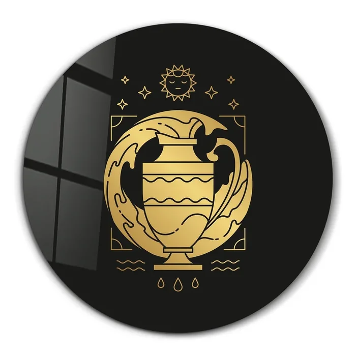 ・”Zodiac Signs – Aquarius”・Rounded Glass Wall Art