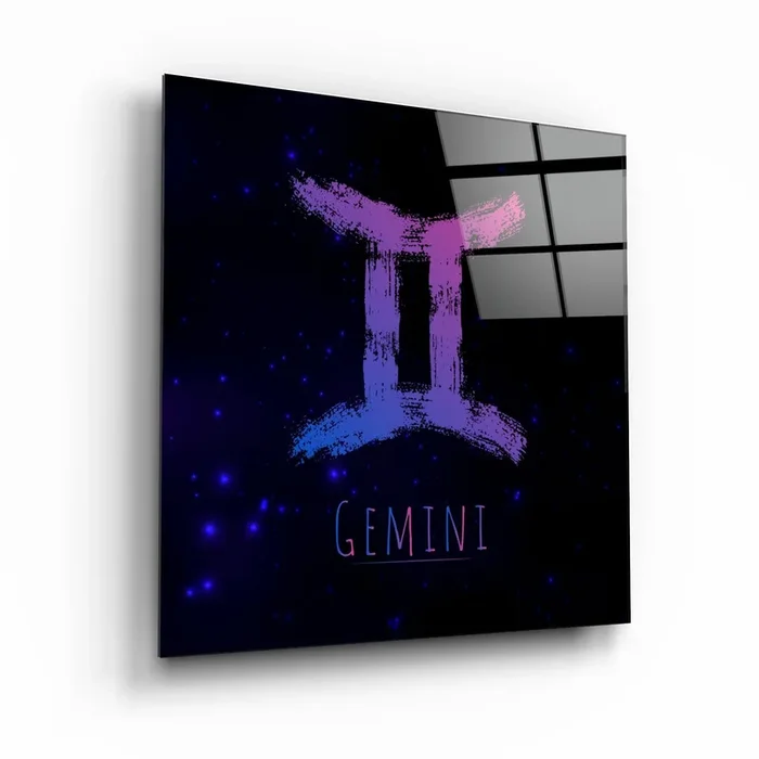 .”Zodiac V2 – Gemini”. Glass Wall Art