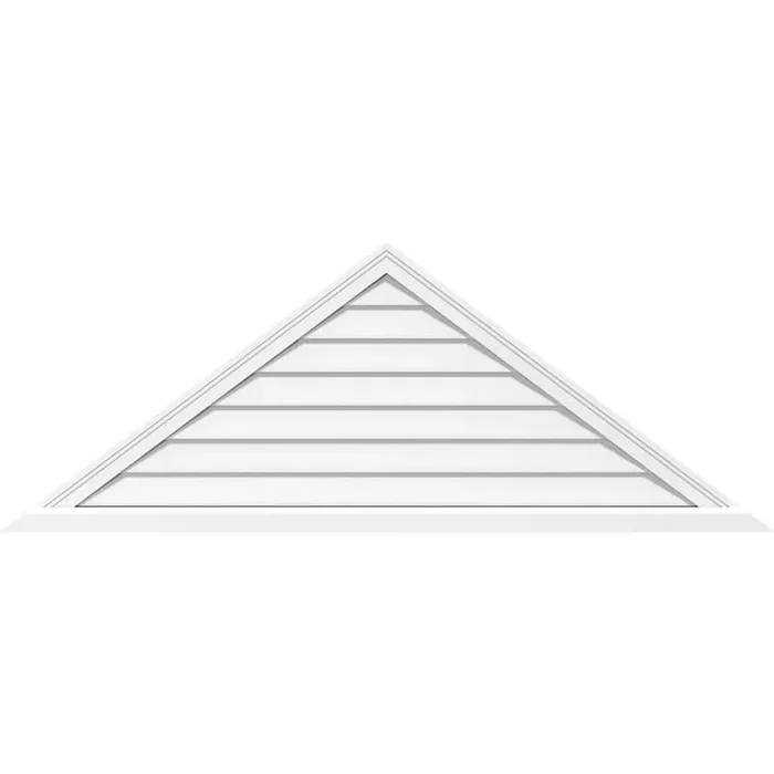 84 in. x 35 in. Triangle White PVC Paintable Gable Louver Vent Non-Functional