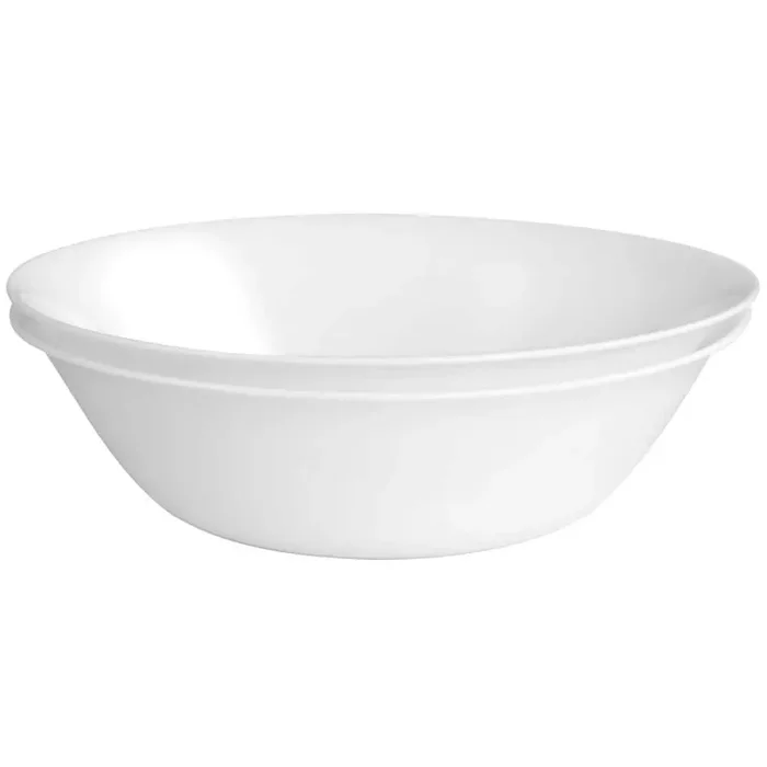 9 in. 46 fl.oz White Shadow Tempered Opal Glass Serving Bowl (Set of 2)