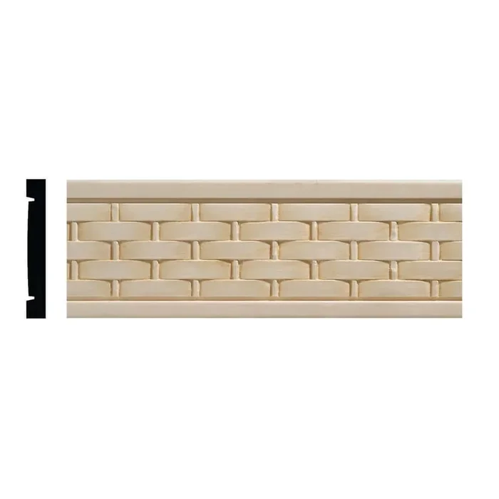 990 11/32 in. x 2-1/2 in. x 96 in. White Hardwood Embossed Basketweave Chair Rail Moulding