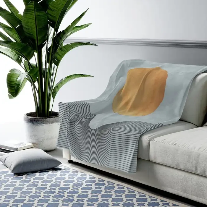 Abstract Sun Art in Blue Plush Throw – 3 Sizes