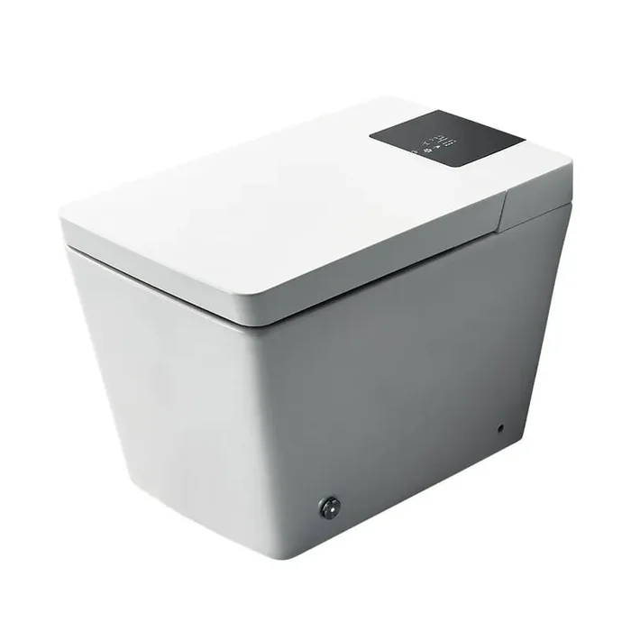 AD Elongated Smart Bidet Toilet 1.28 GPF in White with Auto Open/Close, Auto Flush, Heated Seat and Foot Sensor