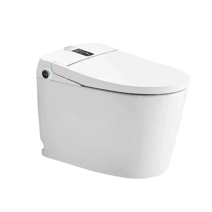 AD Elongated Smart Bidet Toilet 1.28 GPF in White with Auto Open/Close, Auto Flush, Heated Seat and Foot Sensor