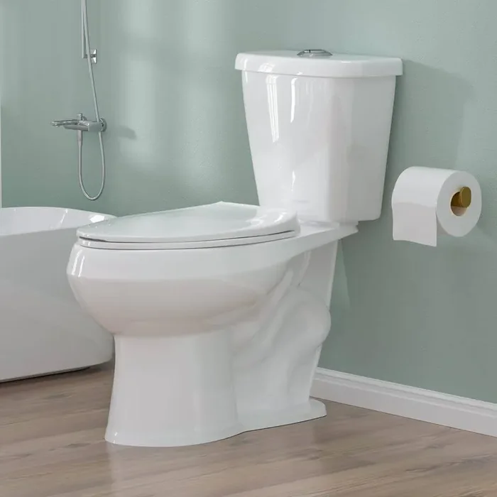 ADA Chair Height 2-Piece 1.1/1.6 GPF Dual Flush Map Flush 1000g Elongated Two-Piece Toilet in White w/ Soft Close Seat