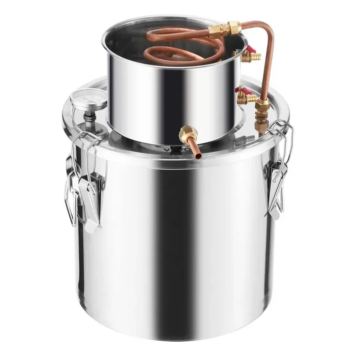 Alcohol Still, 5 Gal. / 19 L Stainless Steel Water Alcohol Distiller, Home Brewing Refining Fermentation Kit, Silver