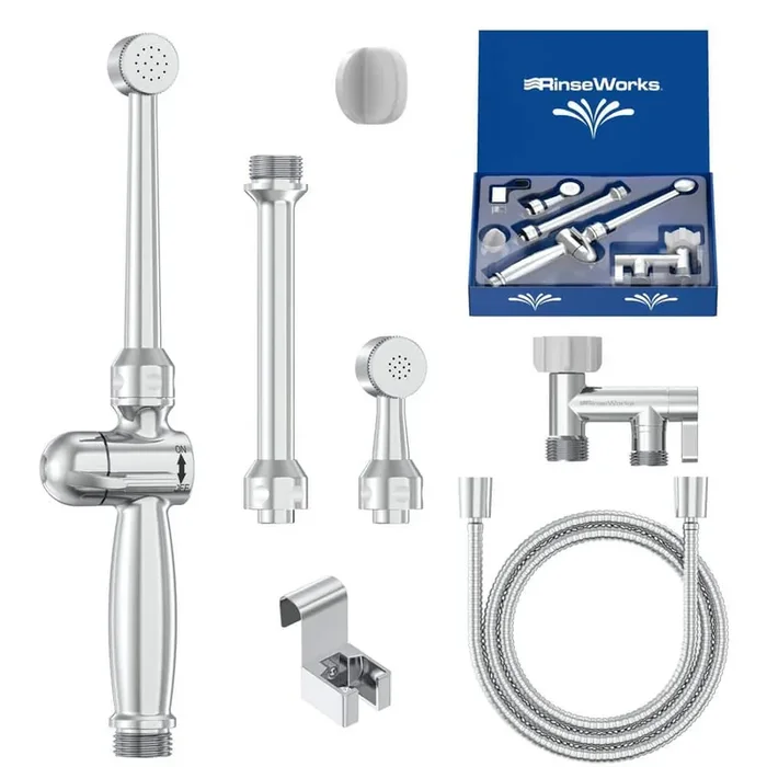 Aquaus 360 Premium All Brass Handheld Bidet Sprayer with Patented Dual Spray Pressure Controls in Chrome – NSF Certified