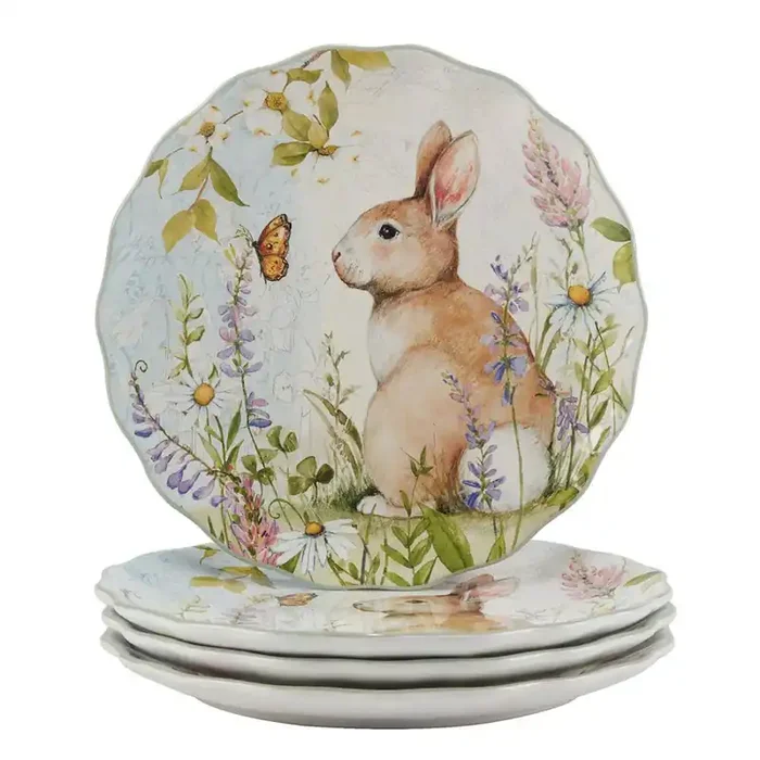 Assorted Color Easter Meadow Dinner Plates (Set of 4)