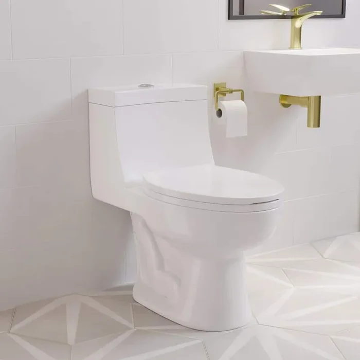 Avallon 1-piece 0.8/1.28 GPF Dual Flush Elongated Toilet in Glossy White, Seat Included