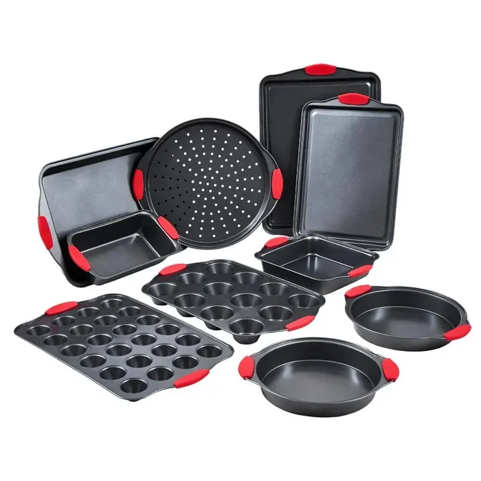 Baking Pans Set, 10-Piece, Nonstick Carbon Steel Cookware Sheets and Trays, Stackable Kitchen Oven Bakeware Set