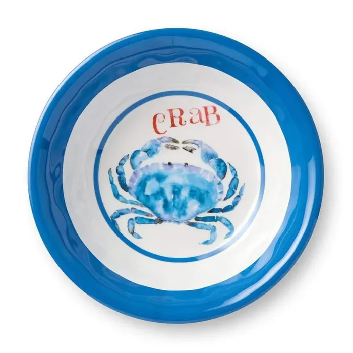 Beach House Crab 22 fl. oz. Multi-Colored Melamine All Purpose Bowl (Set of 6)