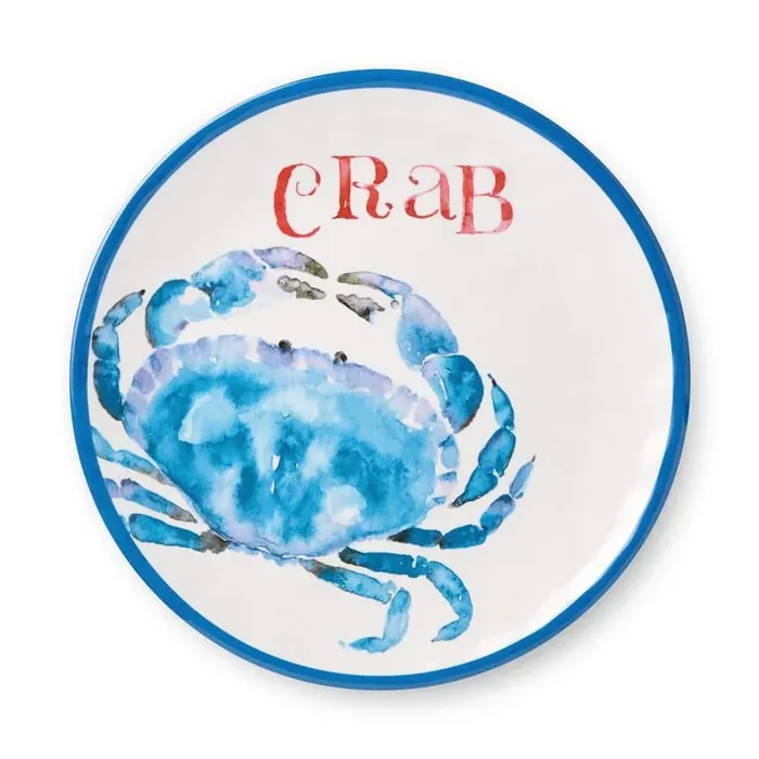 Beach House Crab Multi-Colored Melamine Salad Plate (Set of 6)