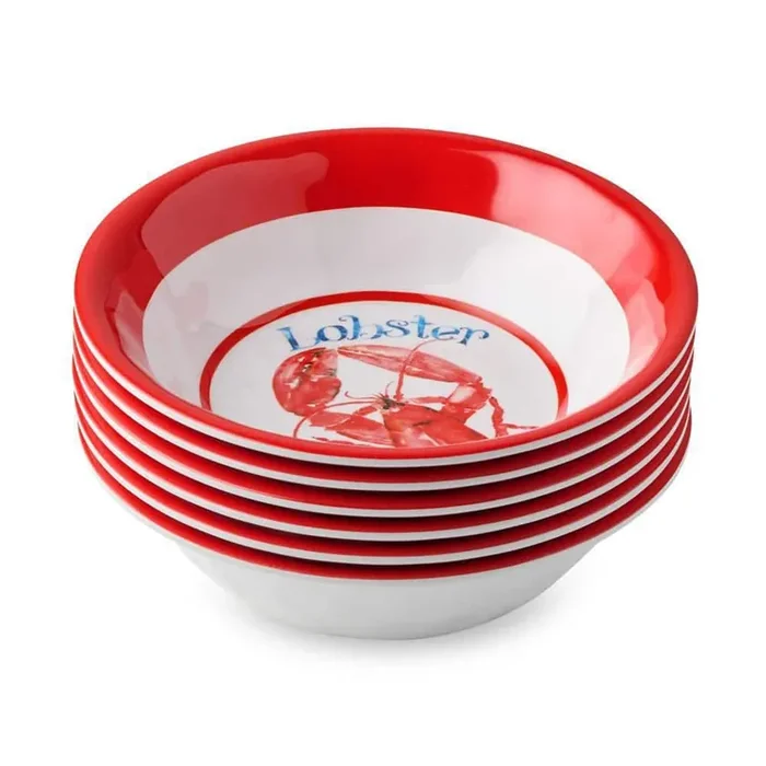 Beach House Lobster 22 fl. oz. Multi-Colored Melamine All Purpose Bowl (Set of 4)