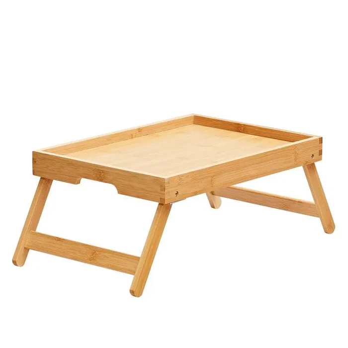 Bed Tray Table with Foldable Legs, Bamboo Serving Tray for Sofa, Bed, and Work, Portable Laptop Desk, 15. 7in. x 11in.
