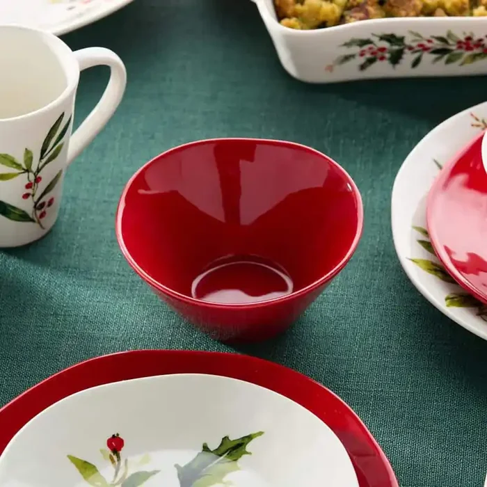 Berry Red Christmas Assorted Colors Stoneware Ice Cream Bowls 22 fl. oz. 6.25 in. x 3 in. (Set of 4)