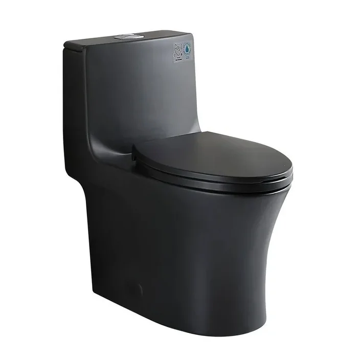 Bina 12 in. Rough in 1-Piece 1.1 GPF/1.6 GPF Dual Flush Elongated Toilet in Black Seat Included (Adjustable GPF)