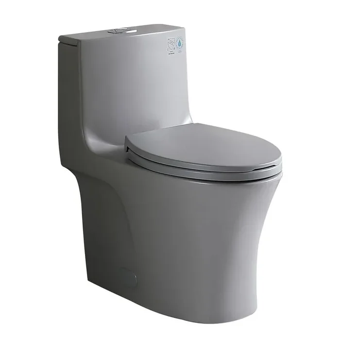 Bina 12 in. Rough in 1-Piece 1.1 GPF/1.6 GPF Dual Flush Elongated Toilet in Gray Seat Included (Adjustable GPF)
