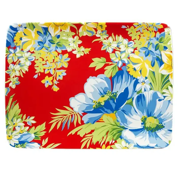 Blossom 3.5 in. Multi-Colored Earthenware Rectangular Platter