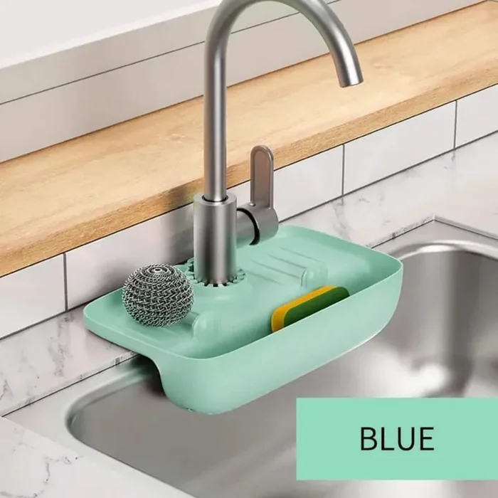 Blue Drain Storage Rack For Kitchen Rag And Sponge BrushDrain Storage Rack For Kitchen Rag And Sponge Brush