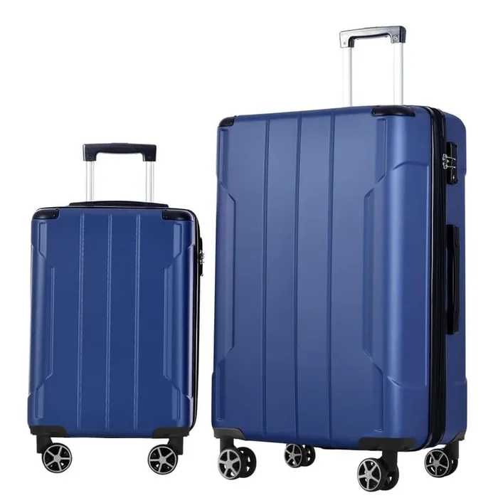 Blue Lightweight 2-Piece Expandable ABS Hardshell Spinner Luggage Set with TSA Lock and Reinforced Corner Bumpers