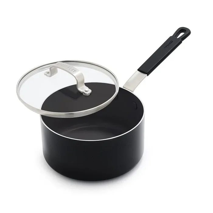 Bobby Flay 2.53 Qt. Ceramic Non-Stick Saucepan in Black