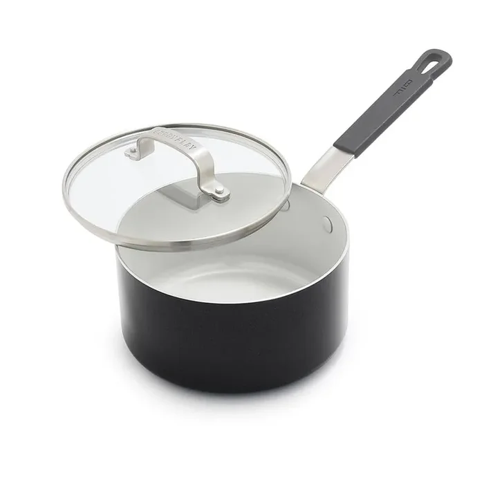 Bobby Flay 2.53 Qt. Ceramic Non-stick Saucepan in Graphite with Lid