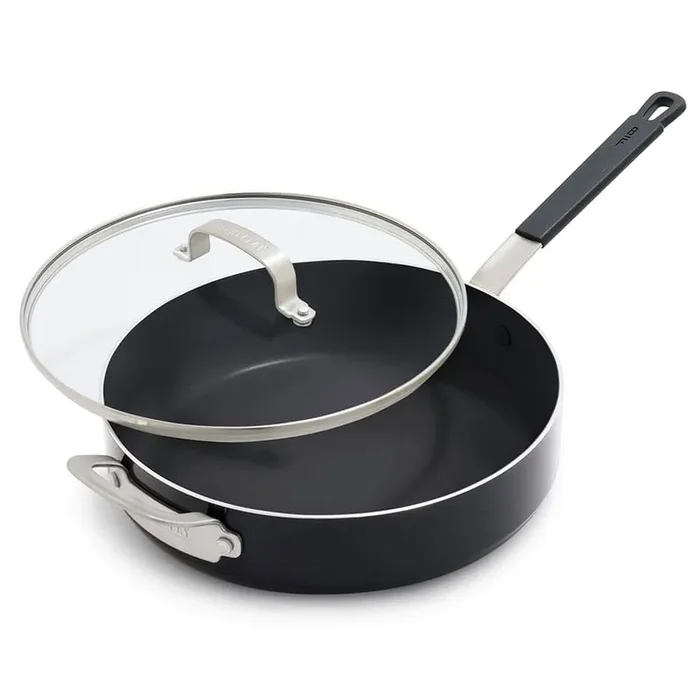 Bobby Flay 4.5 Qt. Ceramic Non-Stick Saute Pan in Black with lid
