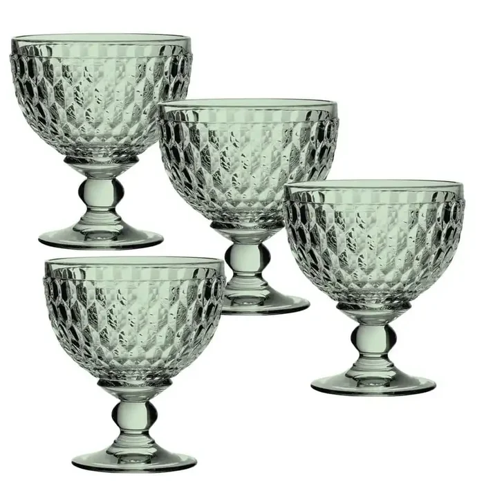 Boston Set of 4 Green Champagne and Dessert Glasses