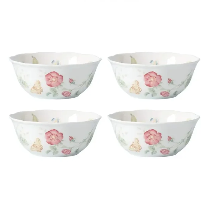 Butterfly Meadow 34 fl. oz. Multi-Colored Porcelain All-Purpose Bowl (Set of 4)