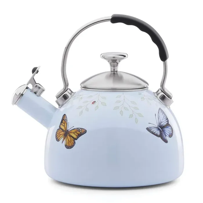 Butterfly Meadow 8-Cup Blue Stainless-Steel Tea Kettle